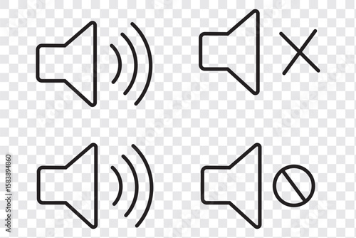 Sound off icon set. Simple sound volume and audio mute mark symbol design illustration. Volume icon set. EPS 10 