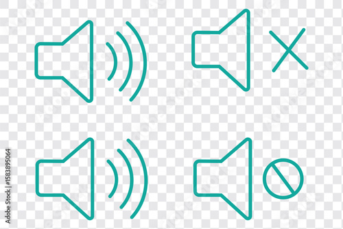 Sound off icon set. Simple sound volume and audio mute mark symbol design illustration. Volume icon set. EPS 10 