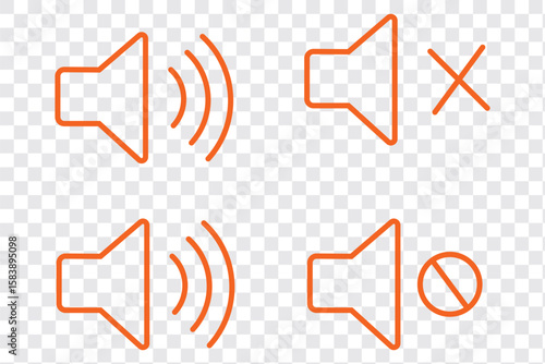 Sound off icon set. Simple sound volume and audio mute mark symbol design illustration. Volume icon set. EPS 10 