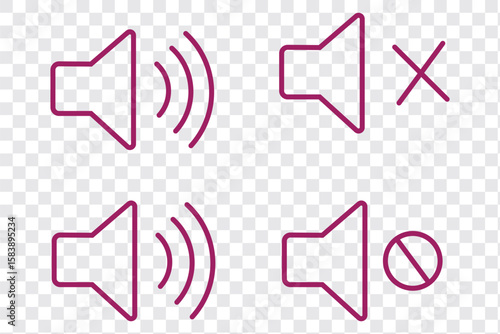 Sound off icon set. Simple sound volume and audio mute mark symbol design illustration. Volume icon set. EPS 10 