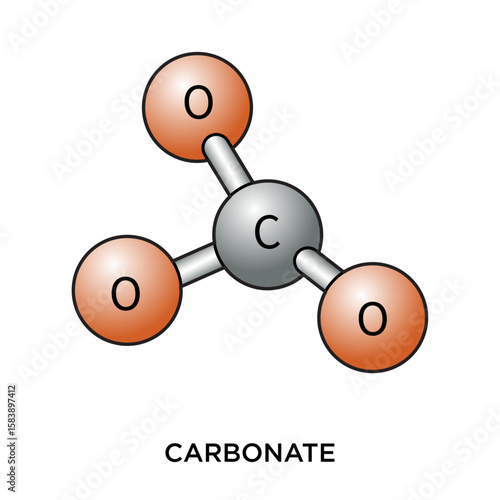 Carbonate Molecule - Ball and Stick Model Diagram