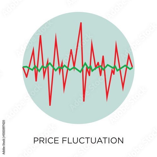Vector Illustration of Price Fluctuation and Market Volatility