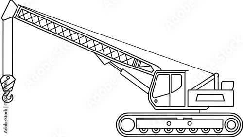 Crawler Crane Line Art – Construction Machinery Icon