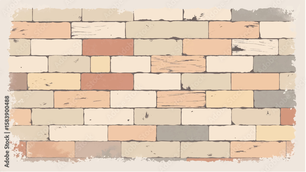 Obraz premium Brick wall background in pastel colors. Close up of a Brick Wall. Brick wall pattern. Vector illustration.