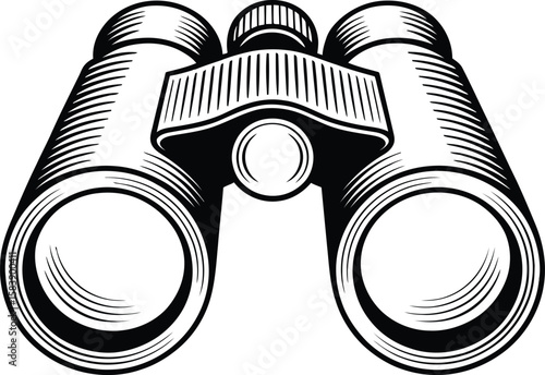 Vintage style illustration of binoculars isolated on white background