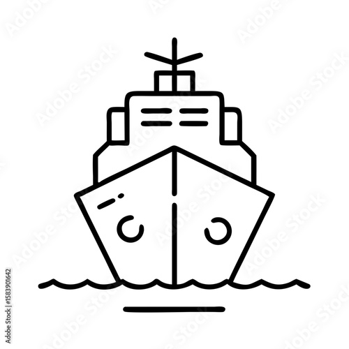 Icebreaker ship prow illustration in minimalist vector style  