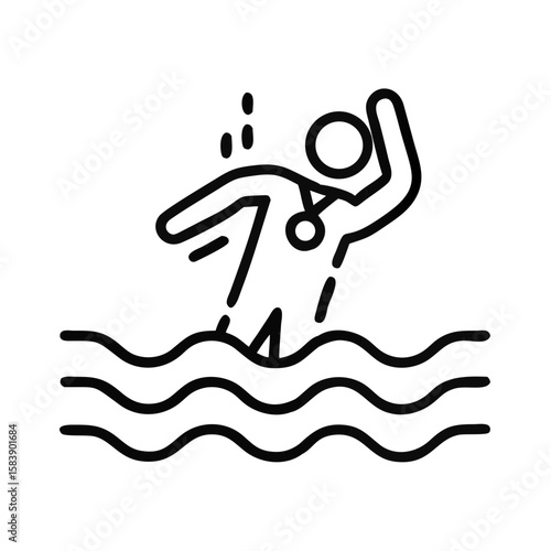 Swimmer silhouette wearing a medal while swimming in water  