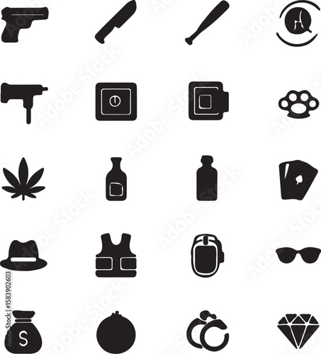 Criminal elements and accessories collection knife baseball bat
