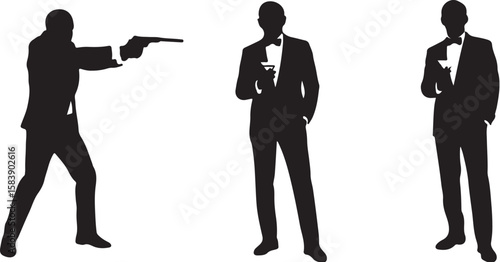 Elegant men formal attire silhouettes tuxedo
