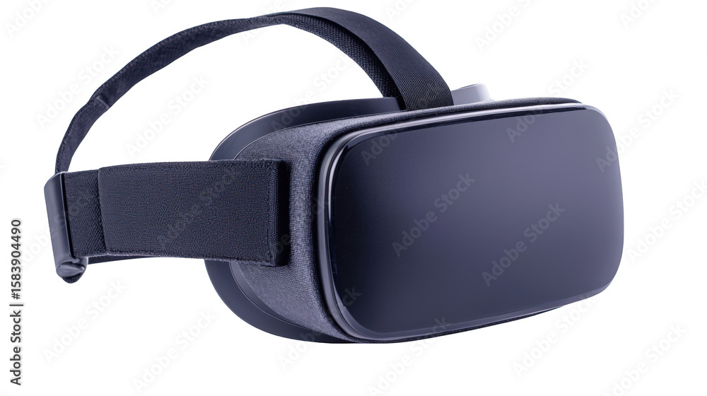 A sleek virtual reality headset featuring an adjustable strap and smooth front panel designed for immersive digital experiences. A sleek virtual reality headset featuring an adjustable strap and smooth front panel designed for immersive digital experiences.