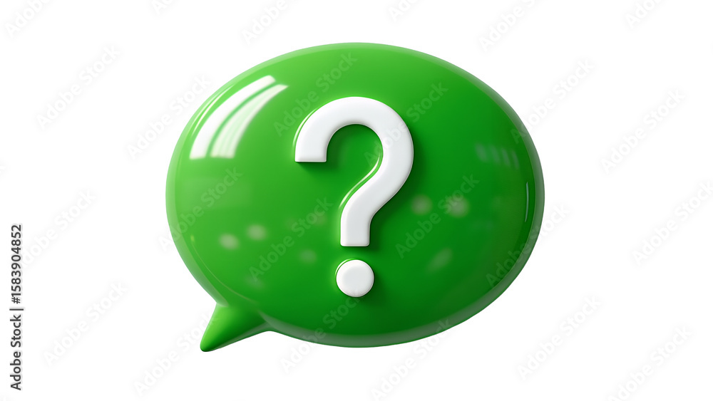 Green Speech Bubble with Question Mark Isolated on Transparent Background Green Speech Bubble with Question Mark Isolated on Transparent Background