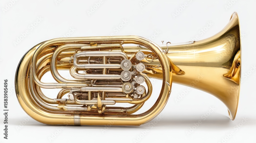 Obraz premium Polished brass tuba against a white background