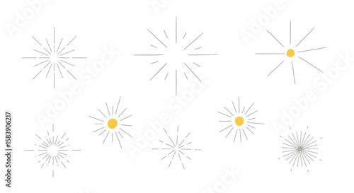 Minimalist Sunburst and Starburst Vector Elements Collection