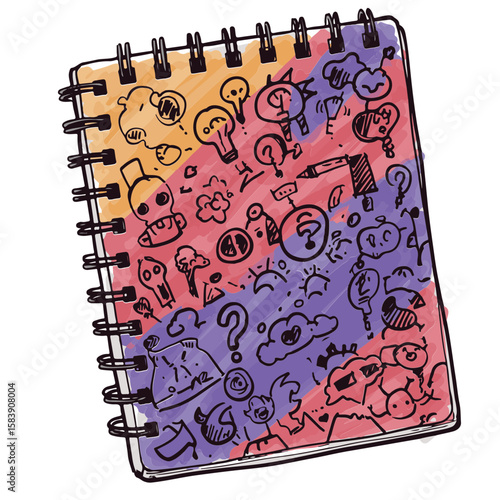 Creative sketchbook featuring doodles and sketches.