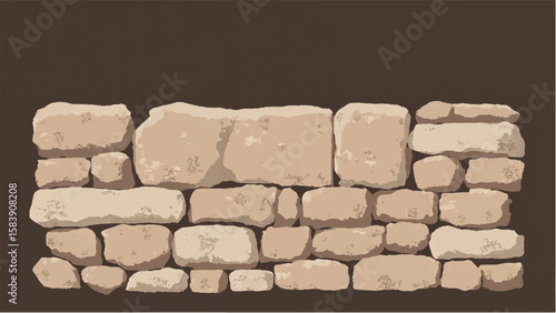 Stone wall background. Texture of stonework wall. Vector illustration of a stone wall. 