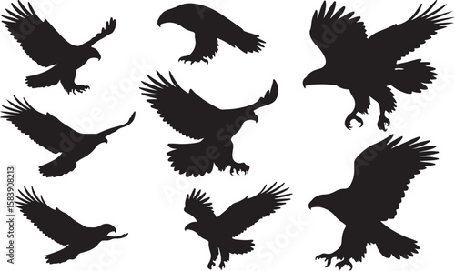 Photos Golden Eagle Silhouettes Vector Pack