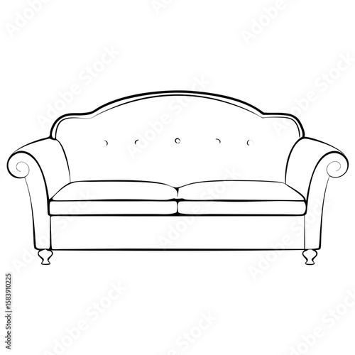 Classic sofa design in minimalist style on white background  