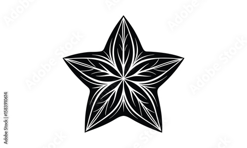 Starfruit silhouette vector and t shirt design Nature-inspired starfruit vector for designers