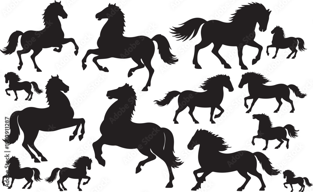 Fototapeta premium Sleipnir Silhouettes Vector Pack