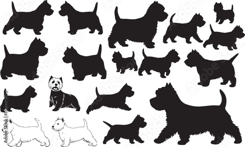 West Highland White Terrier Silhouettes Vector Pack