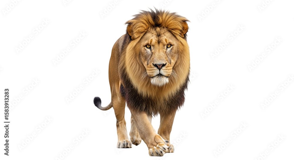 Obraz premium Lion Isolated on Transparent Background – Majestic Big Cat PNG for Wildlife Design and Branding