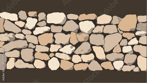Stone wall background. Texture of old stonework wall. Vector illustration of a stone wall. 