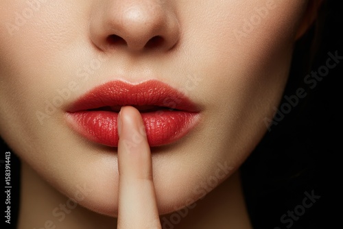 Whispered Beauty Secrets: A Close-Up of a Caucasian Woman in Studio, Capturing the Art of Make-Up and the Allure of Femininity