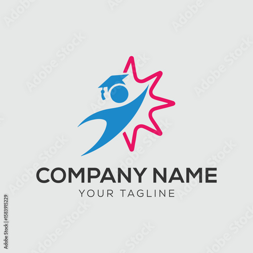 People star logo. Business team group reaching goal together logo vector design.	