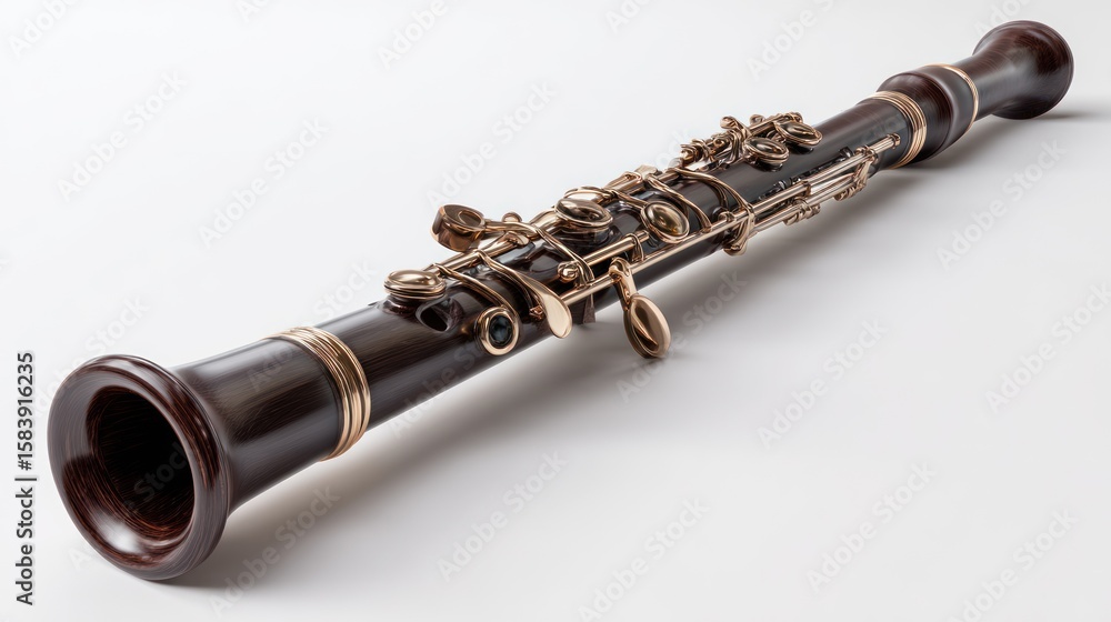Naklejka premium Dark brown oboe, musical instrument