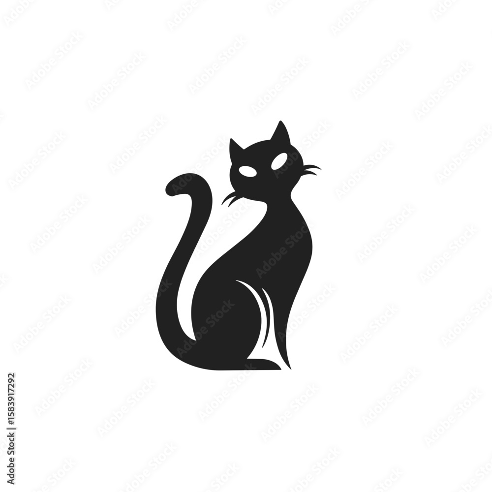 Fototapeta premium vector black cat clipart on white background