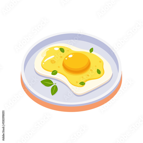 Delicious fried egg on a plate, ready to be enjoyed
