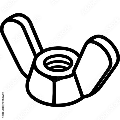Wing nut outline icon vector