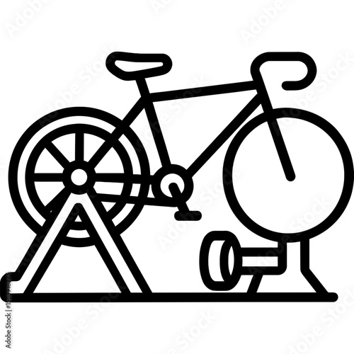 Bike trainer indoor cycling equipment outline icon vector