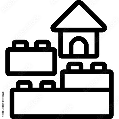 Building blocks construction toy outline icon vector