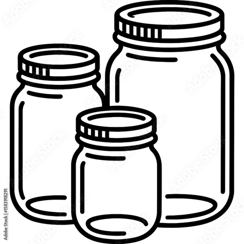 Canning jars outline icon vector