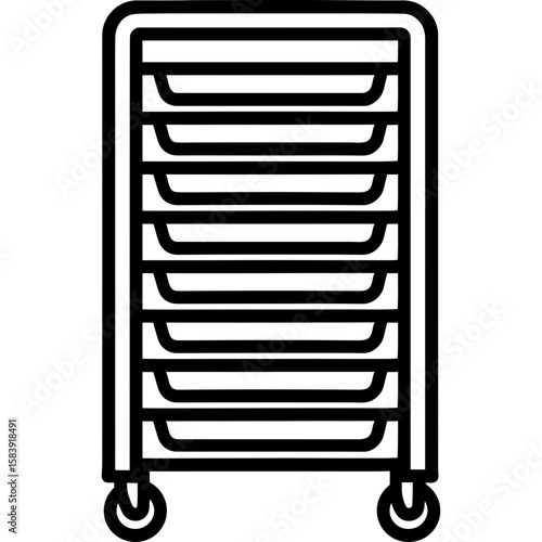 Commercial sheet pan rack outline icon vector