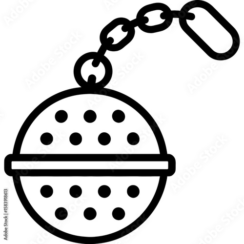 Tea infuser ball with chain outline icon vector