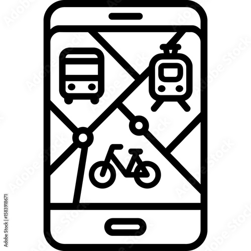 Transit app interface outline icon vector