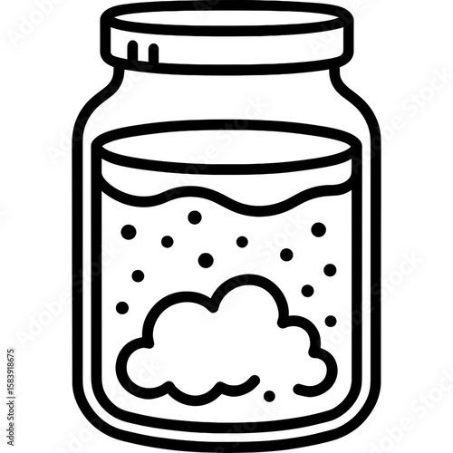 Vinegar mother in jar outline icon vector