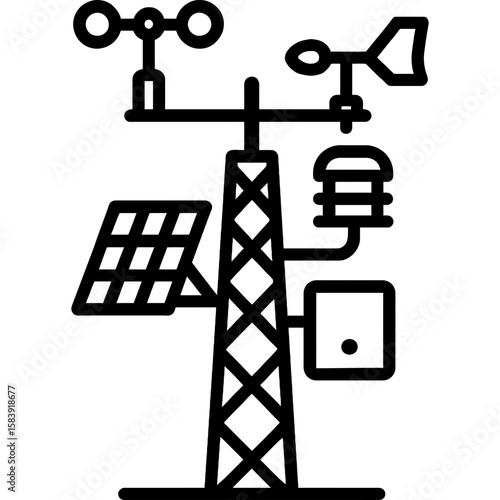 Weather station tower outline icon vector