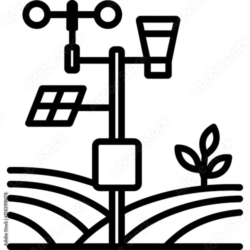 Weather station for farming outline icon vector