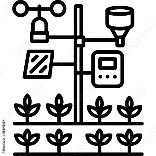 Weather station for farming outline icon vector