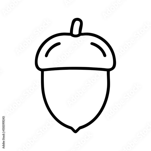 Acorn icon in minimal style with black outline on white background  