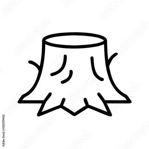 Tree stump illustration with detailed texture and simple lines  