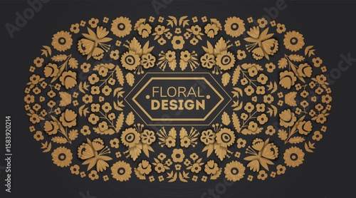 Vintage abstract backgrounds, save the date floral invitations, Wildflowers frames. Flower gold greeting card with paper cut blooming flowers design templates for wedding products. Use for package