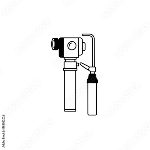 Medical Otoscope: A detailed illustration of an otoscope, an essential medical instrument. It is showcasing the instrument's design and functionality.
