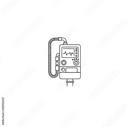 Medical Equipment: A precise line-art illustration presents a vital piece of medical technology, the intricacies of which are carefully detailed, conveying the essential role it plays in healthcare.