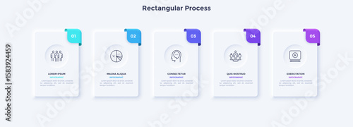 Startup project boosting research rectangular choice infographic chart design template. Business success infochart with icons. Instructional graphics with 5 options. Visual data presentation