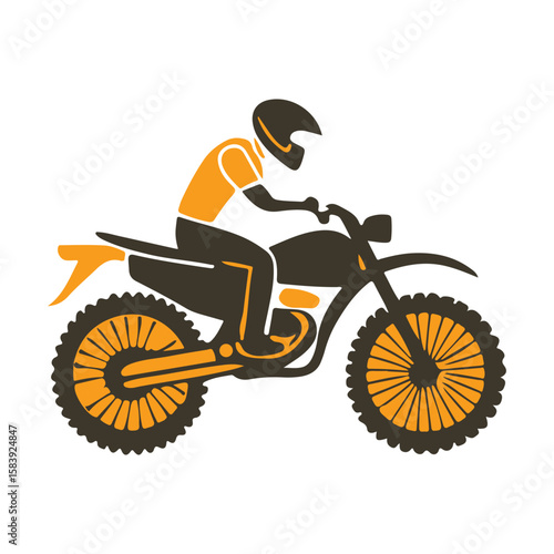 Motocross rider in orange and black motorcycle helmet