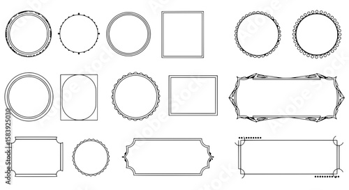 Ornate Frame Collection: A curated assortment of various, elegant picture frames, providing a visual array of geometric shapes and aesthetic designs to inspire your own visual concepts.